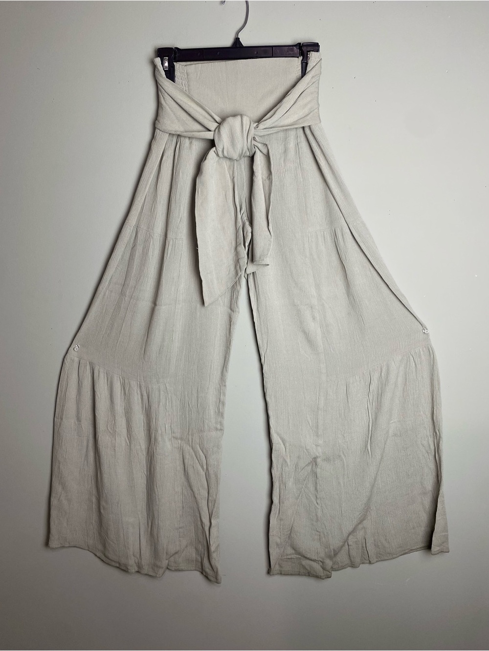 Rewash Light beige Tie-Waist Wide Leg Pants